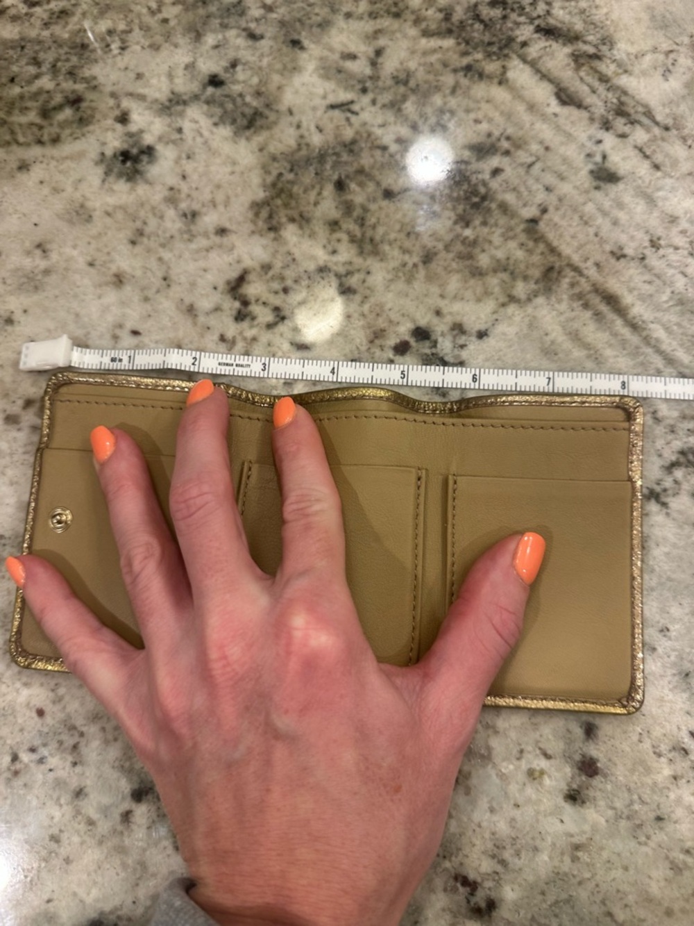 Jimmy Choo Metallic Gold Star Accent Compact Wallet - Picture 10 of 12